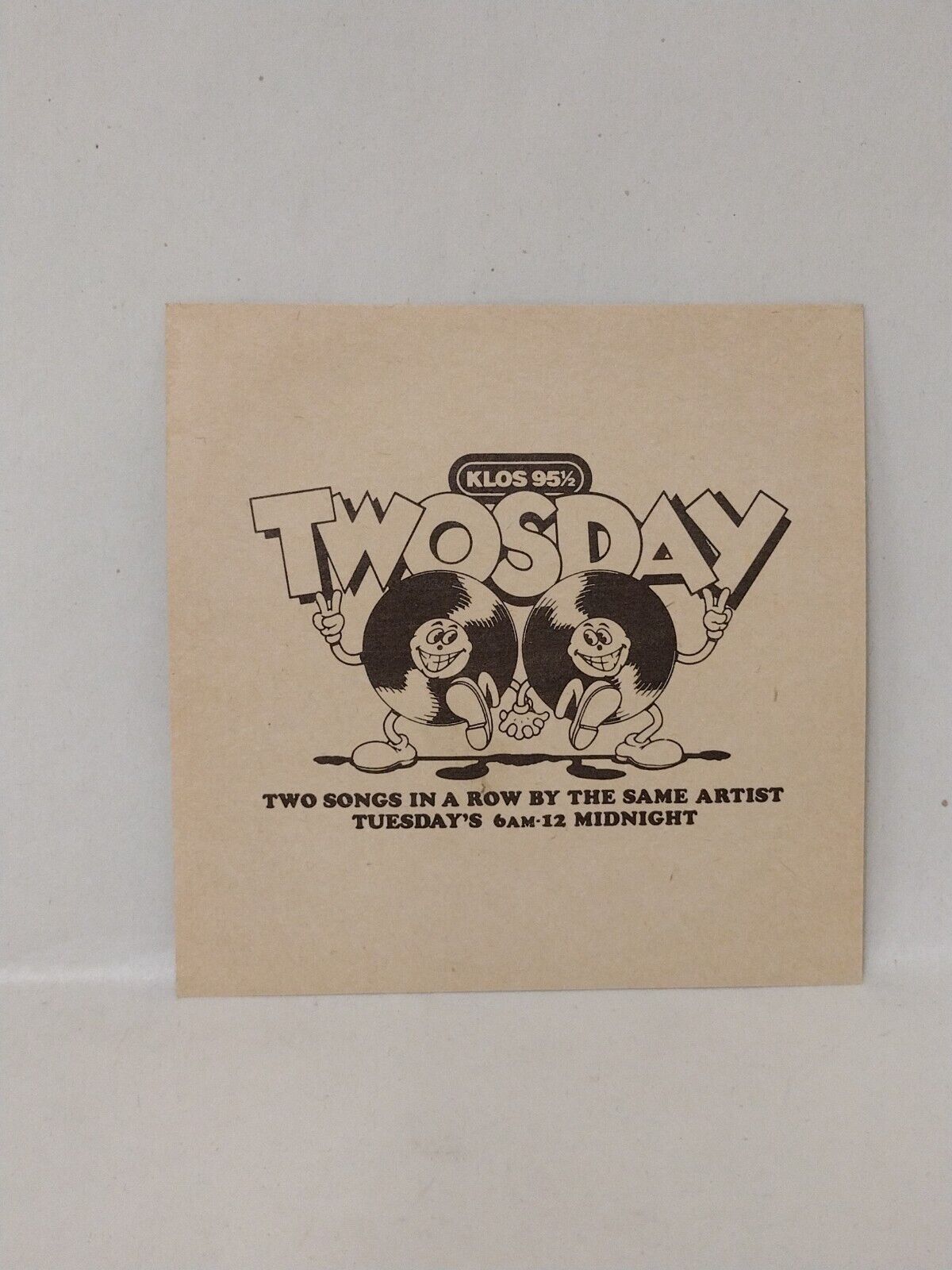 Vintage 95.5 KLOS 80s Official Party Animal Radio Sticker "Twosday" New Unused