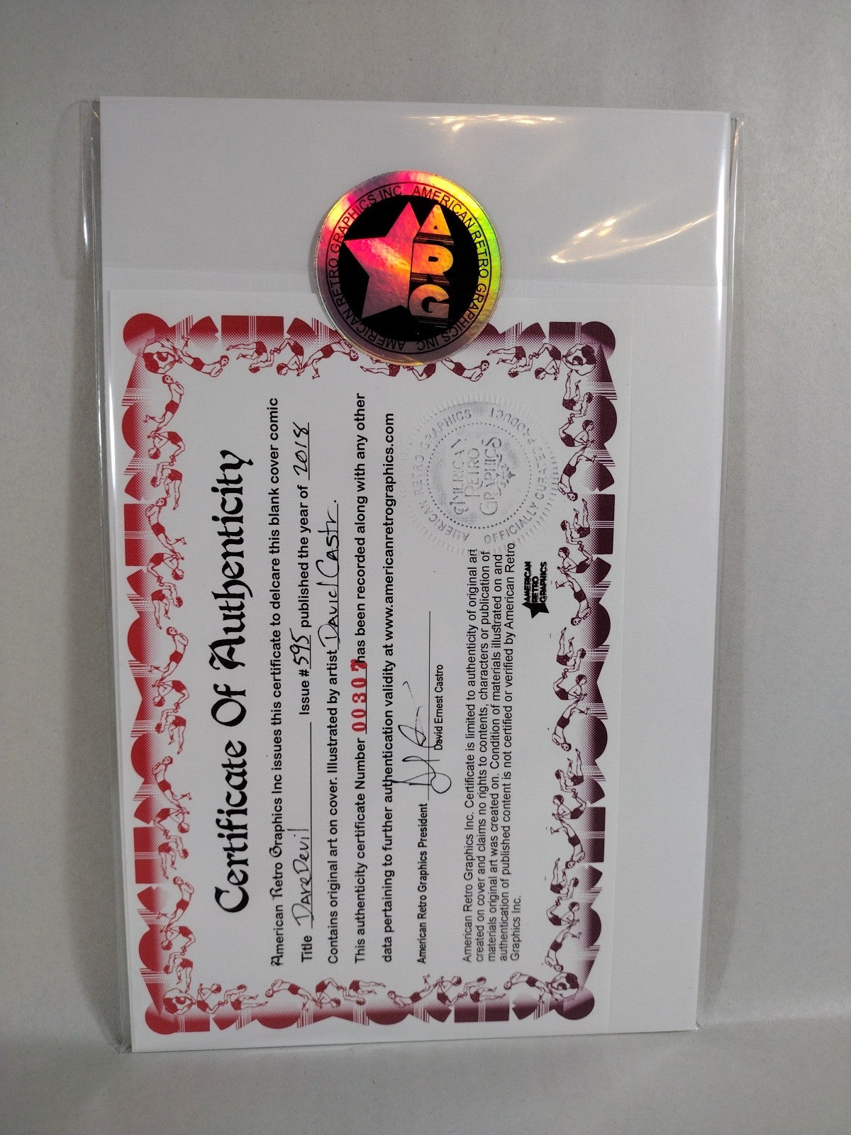 Daredevil 595 (2018) Marvel Sketch Cover Variant Comic w Original Dave Castr Art