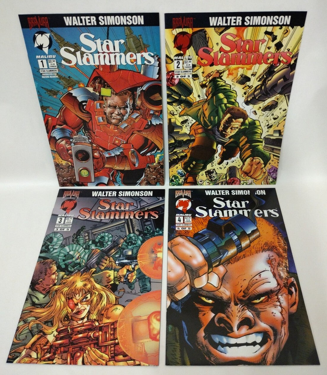 Walter Simonson Star Slammers (1994) Complete Malibu Bravura Comic Set 1 2 3 4