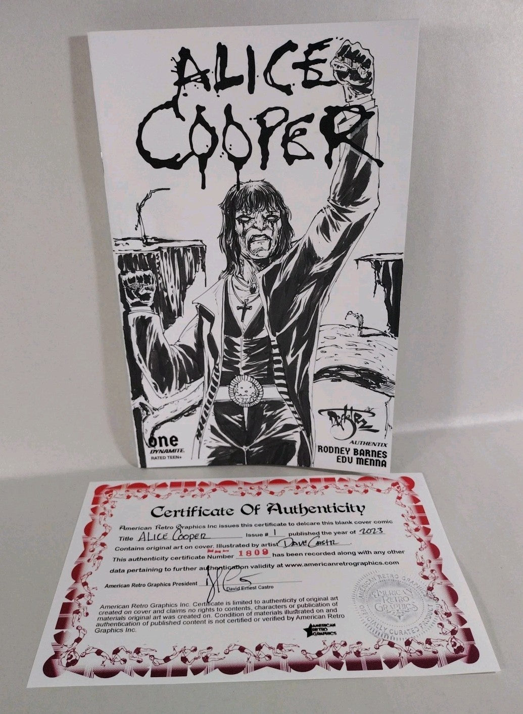 Alice Cooper #1 (2023) Dynamite Sketch Cover Comic W Original Dave Castr Art