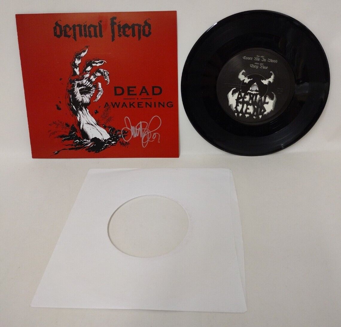 Denial Fiend (2007) 7" 1:500 Limited Signed Vinyl Record w Tim Vigil Art Sleeve