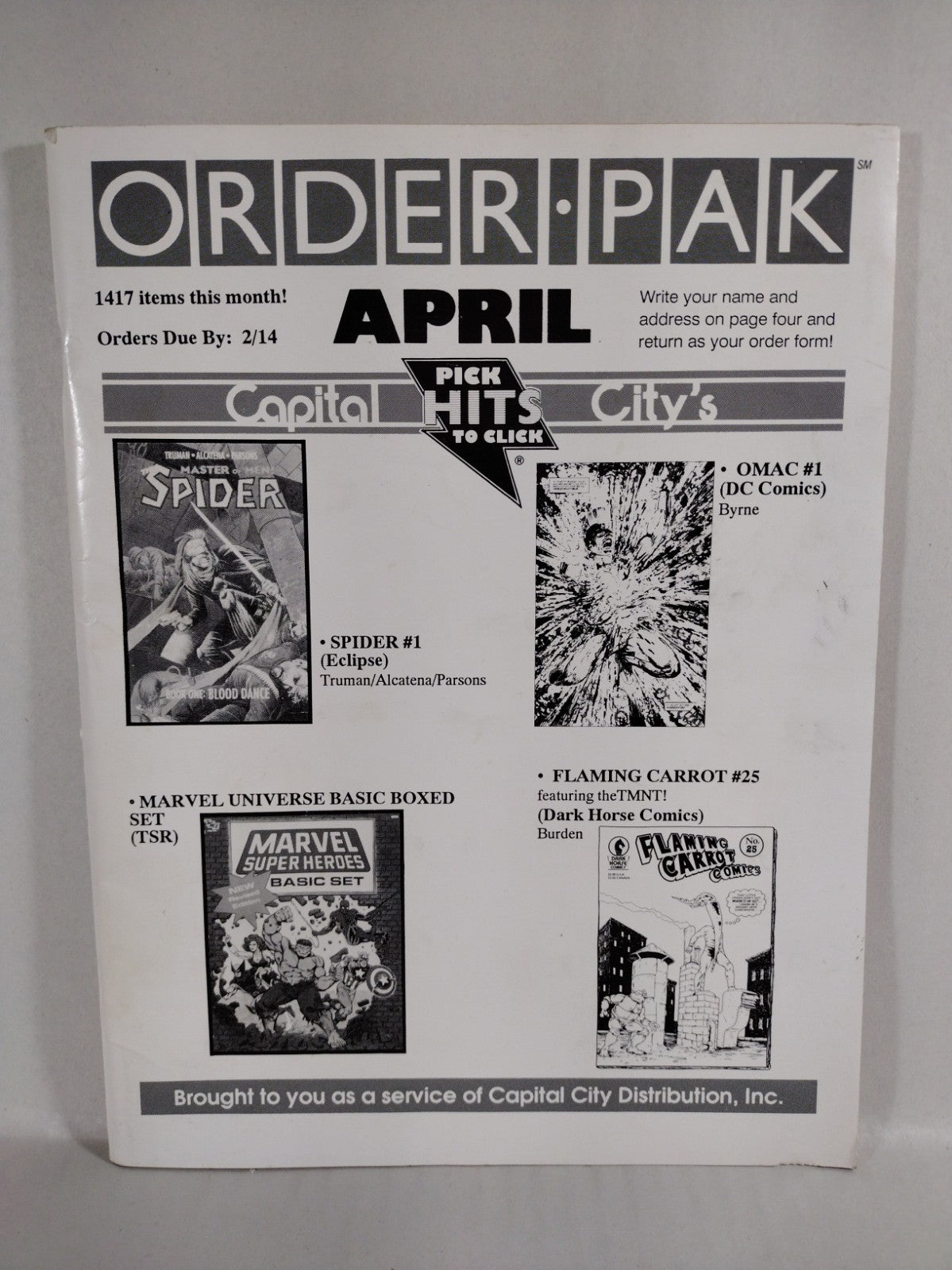 Capital City (1991) Order Pak April Comic Book Catalog Preview Sleep Walker Omac