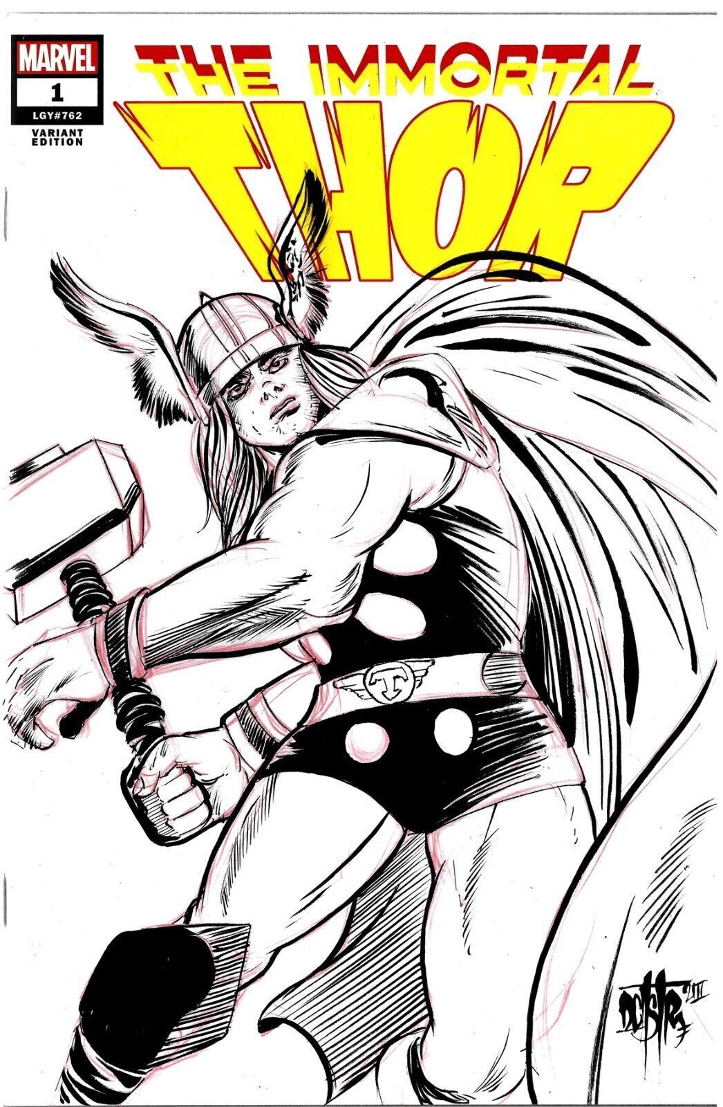 Immortal Thor 1 (2023) Marvel Blank Sketch Cover W Original Dave Castr Art 8/23