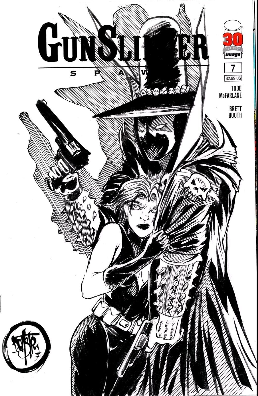 Gunslinger Spawn 7 (2022) Image Sketch Cover Variant Comic W Original DCastr Art