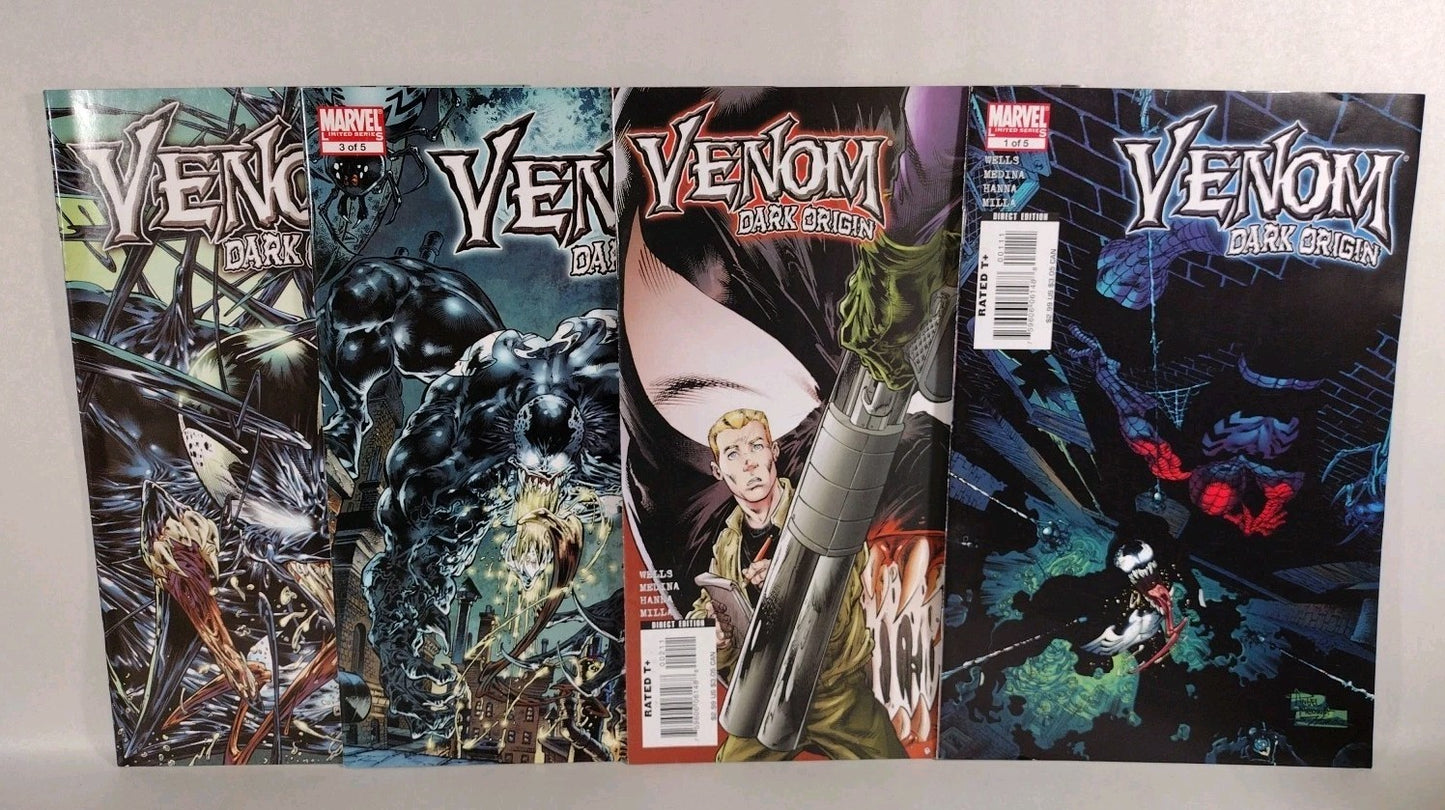 Venom Dark Origin (2008) Marvel Comic Lot #1 2 3 5 Zeb Wells Angel Medina VF
