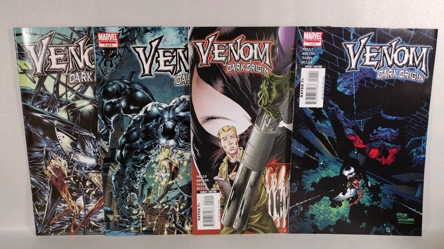 Venom Dark Origin (2008) Marvel Comic Lot #1 2 3 5 Zeb Wells Angel Medina VF