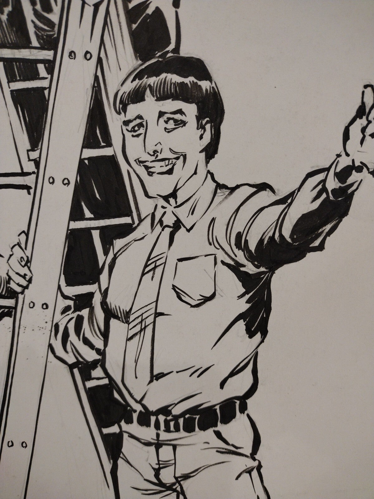 Tim Vigil Original Inked Illustration 3 Figure Character 11 X 17 Signed