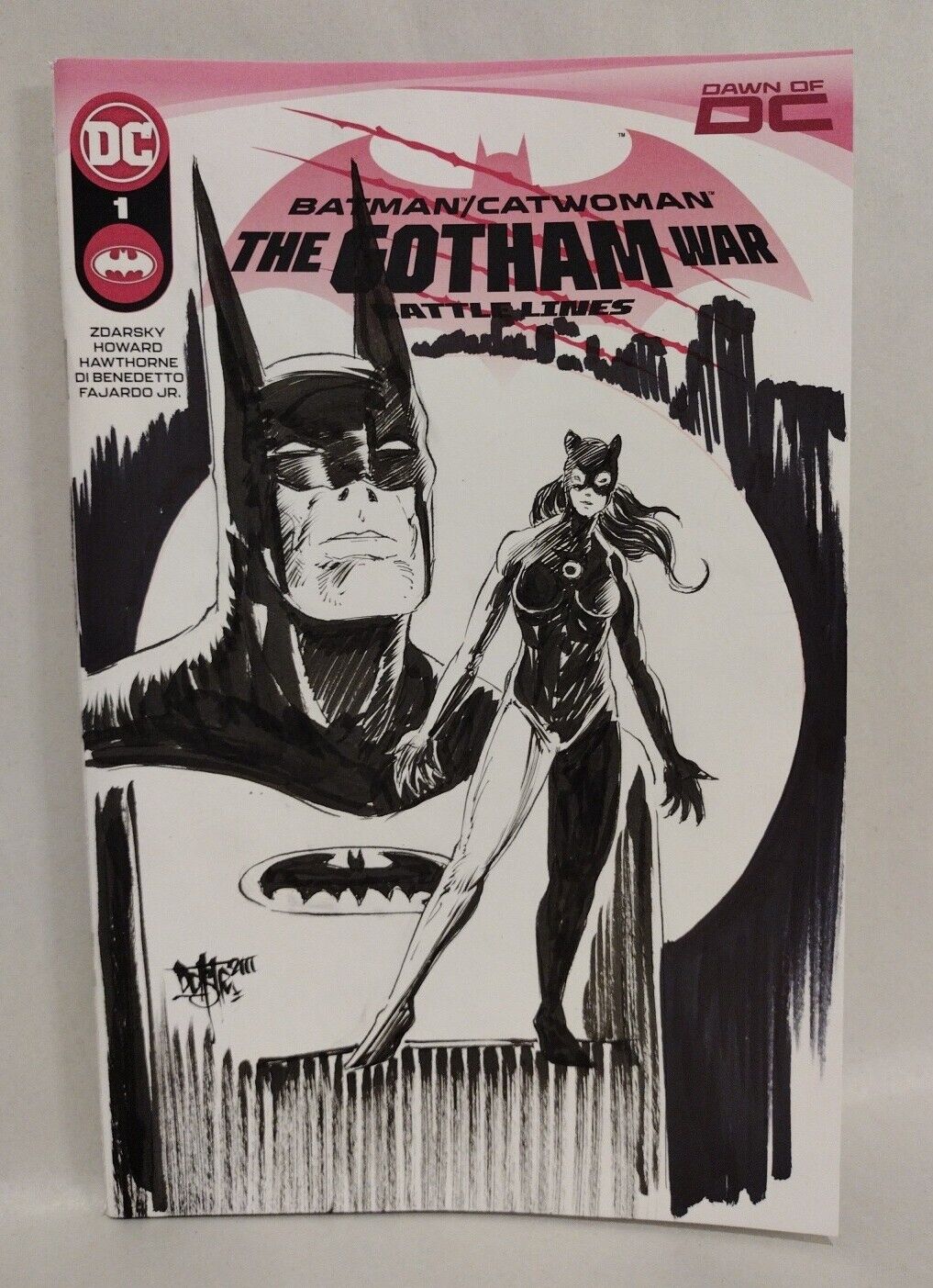 Batman Catwoman Gotham War 1 (2023) Sketch Variant Comic W Original Dcastr Art