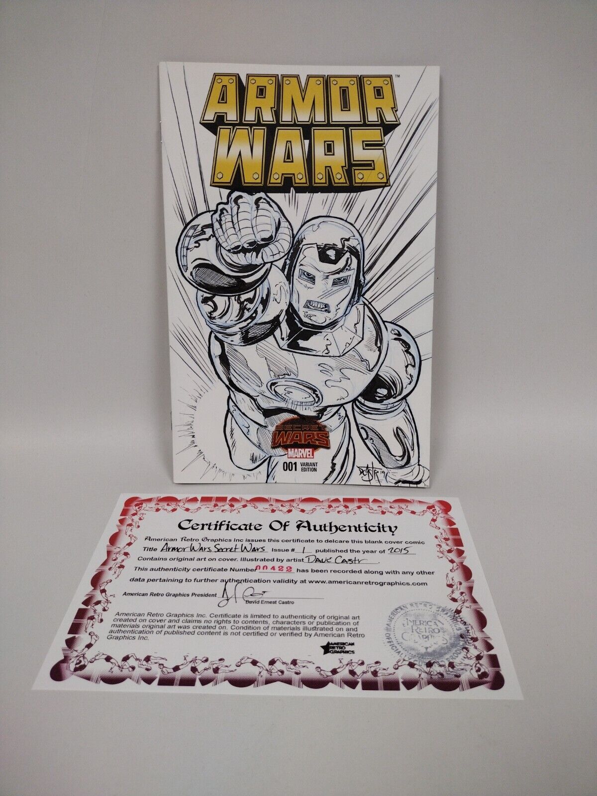 Armor Wars, Secret Wars #1 Blank Cover Variant W Original Iron Man Art ARG COA