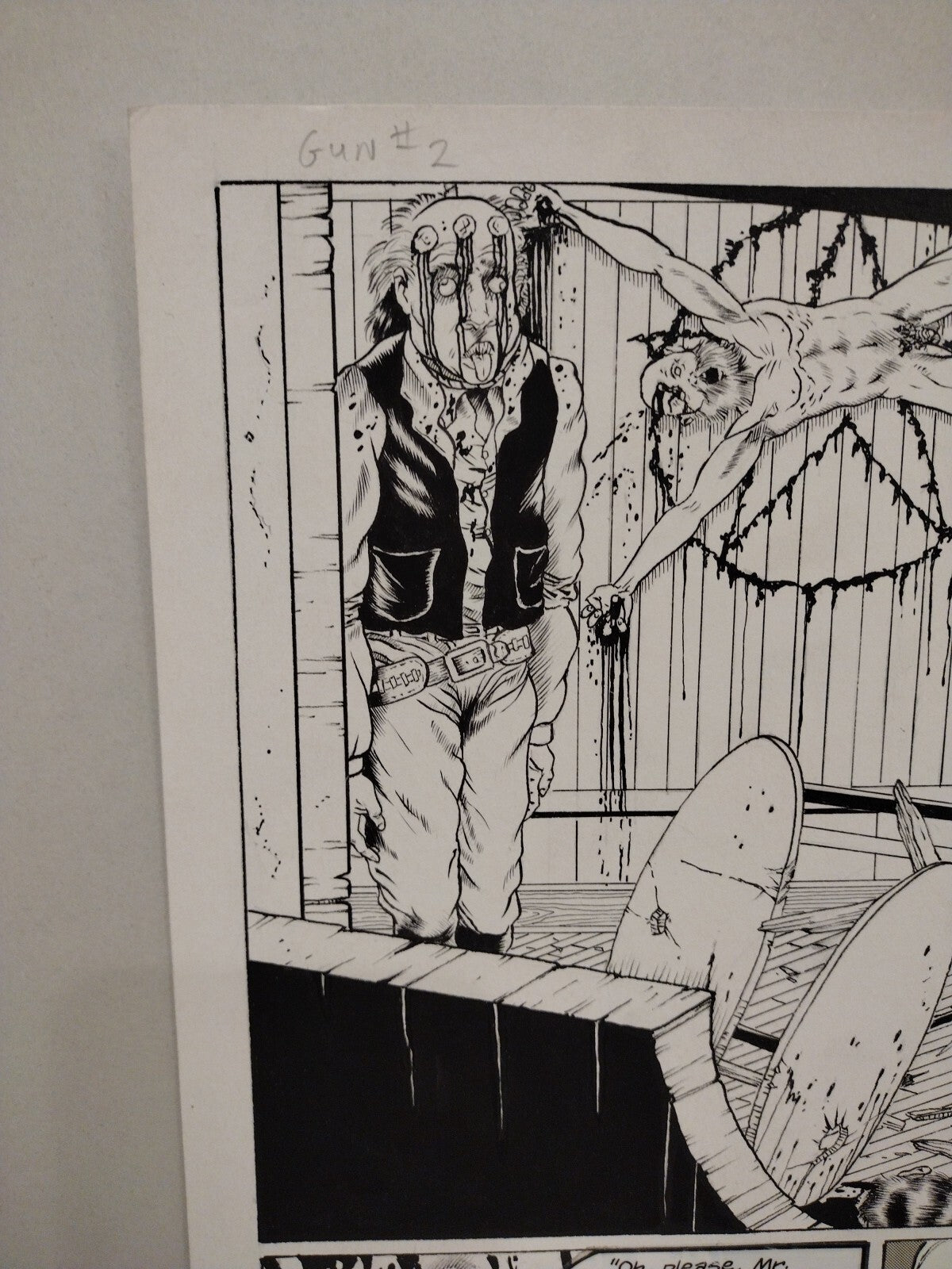 Original Joe Vigil Gunfighters In Hell Comic Art Pg 4 Issue 2 Pasted Letters