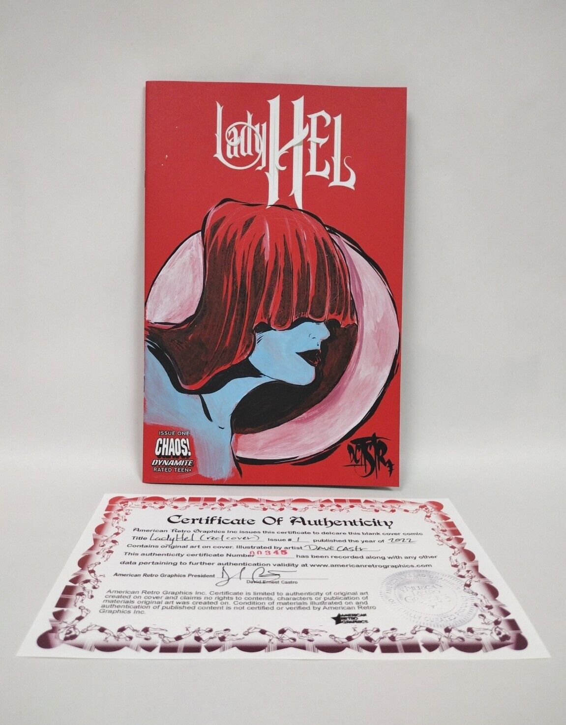 Lady Hel #1 Cover F Red Blank Authentix w Original Art Dcastr w ARG COA # 