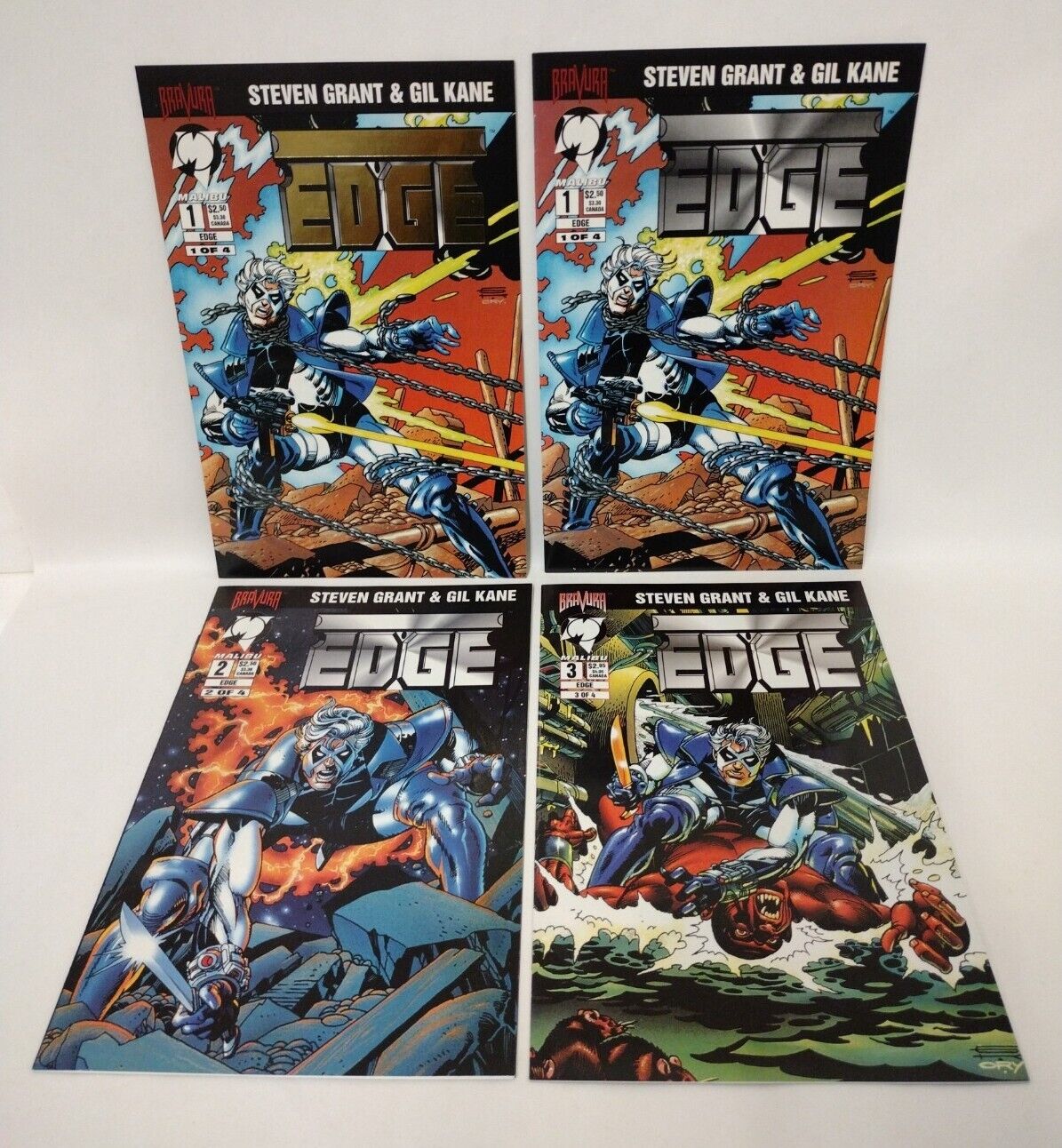 EDGE (1994) #1-3 +Variant Complete Bravura Malibu Comic Series Gil Kane S. Grant