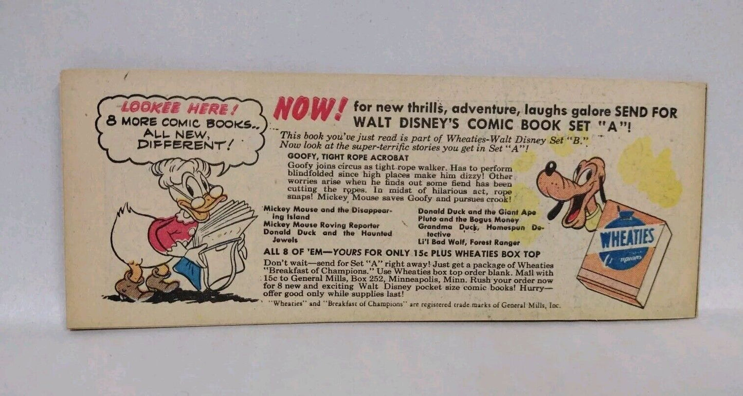 Pluto Canine Cowpoke #B-2 (1950) Disney Wheaties Mini Golden Age Comic