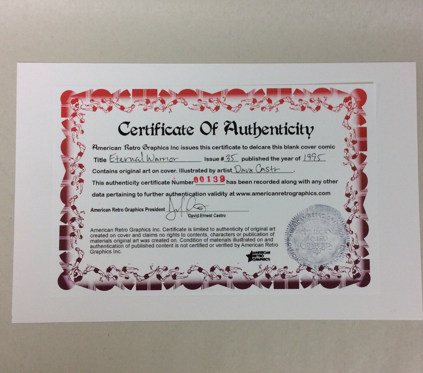 Eternal Warrior 35 (1995) Valiant Sketch Cvr Variant Comic W Original Art DCastr