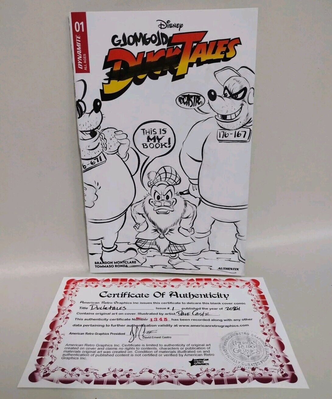 DuckTales #1 (2024) Dynamite Comic Sketch Cover Variant W Original DCastr Art