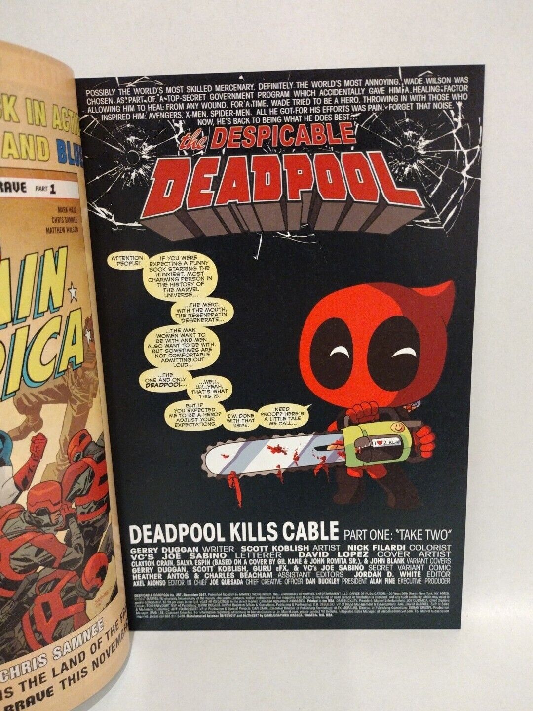 Despicable Deadpool #287 (2017) Marvel Comic Kills Cable Part 1 Cover A NM