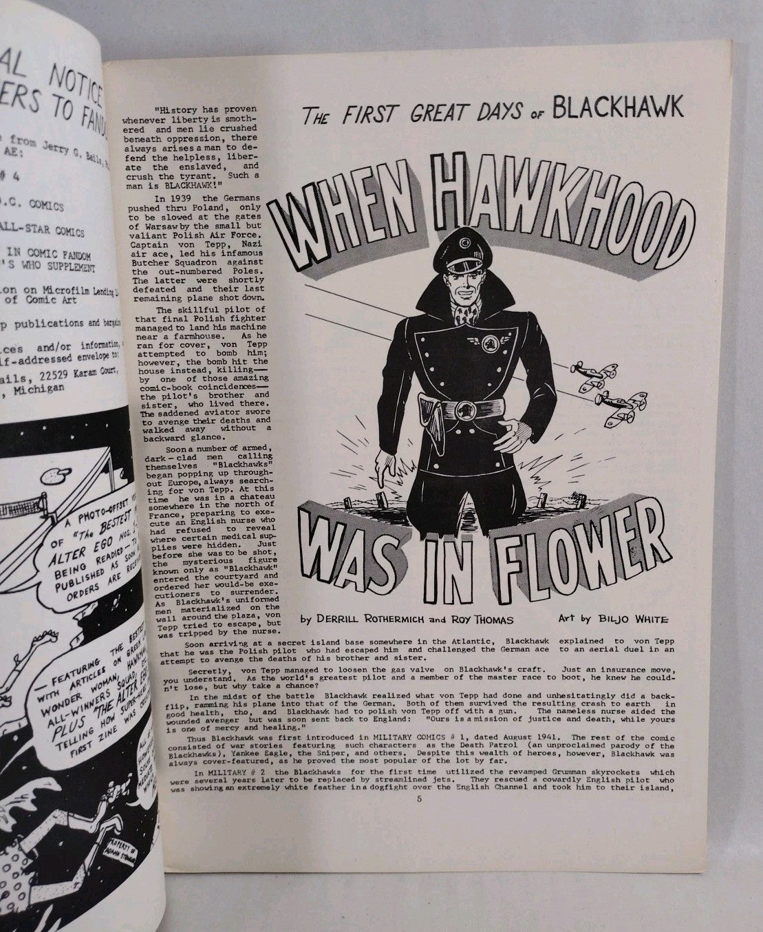 Alter Ego #8 (1965) Biljo White Black Hawk Cover Silver Age Fanzine The Eclipse 