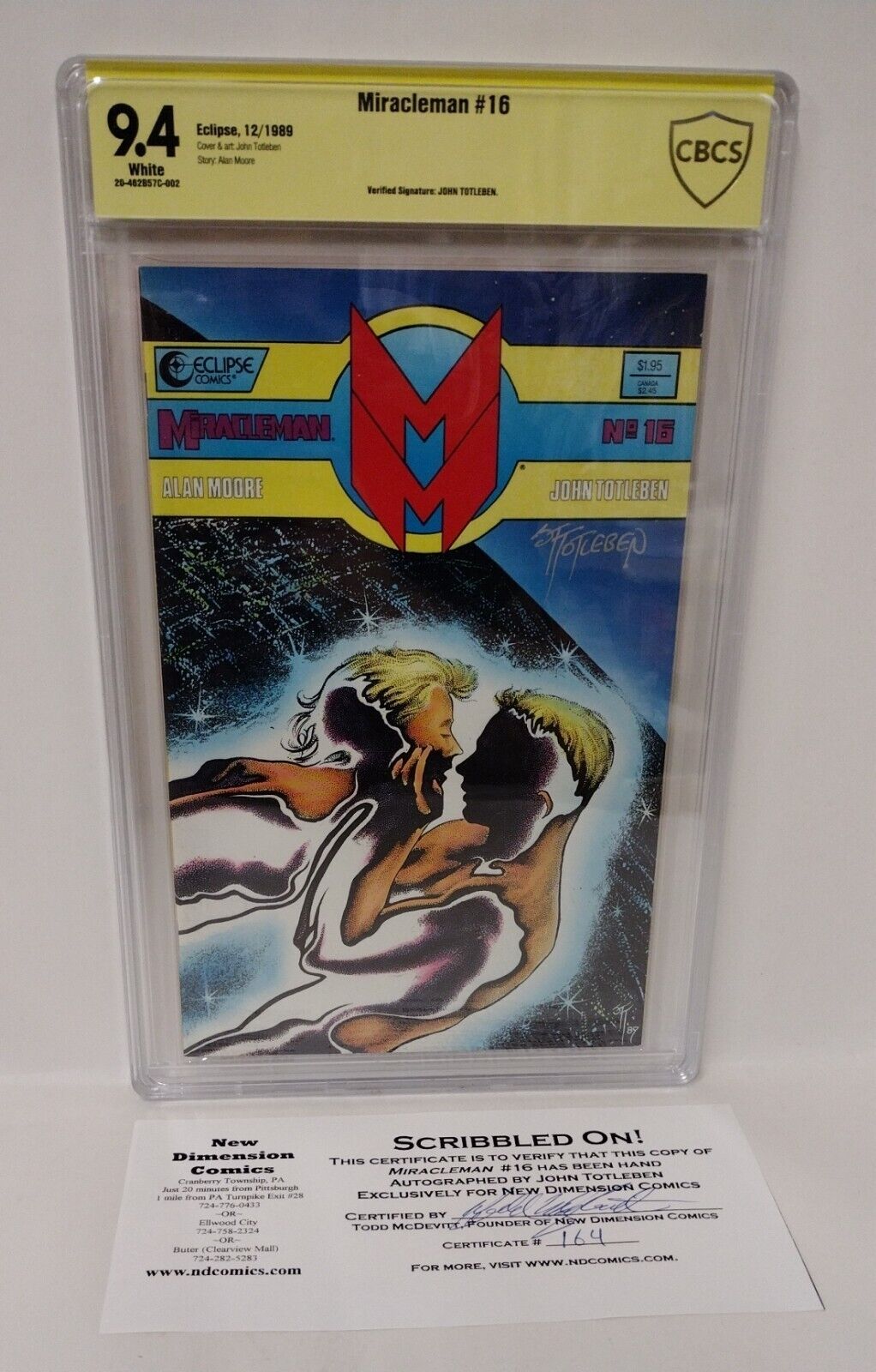 Miracleman 16 (1989) Eclipse Comic CBCS 9.4 VERIFIED Signature John Totleben COA