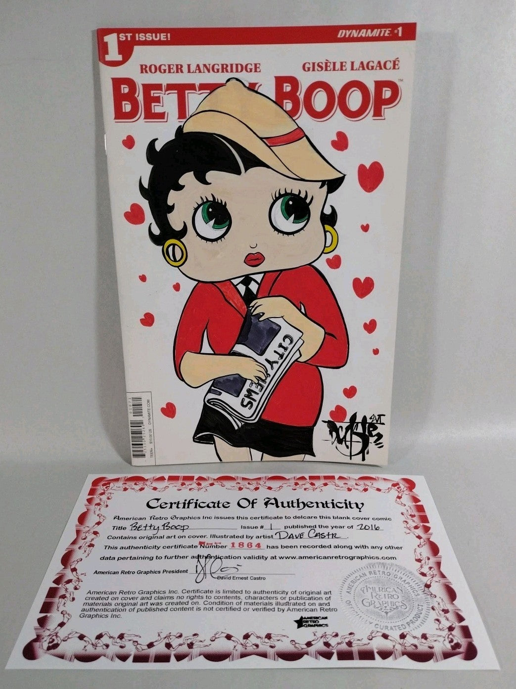 Betty Boop #1 (2016) Dynamite Sketch Cover Variant W Original Dave Castr Art