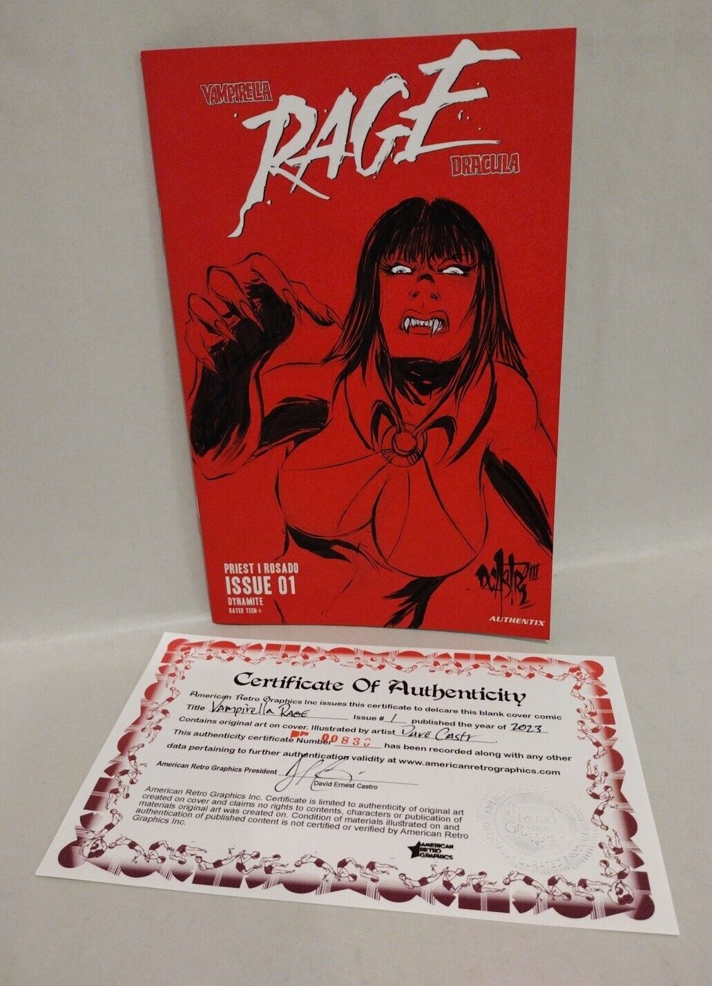 Vampirella Dracula Rage 1 (2023) Dynamite Sketch Cover W Dave Castr Original Art