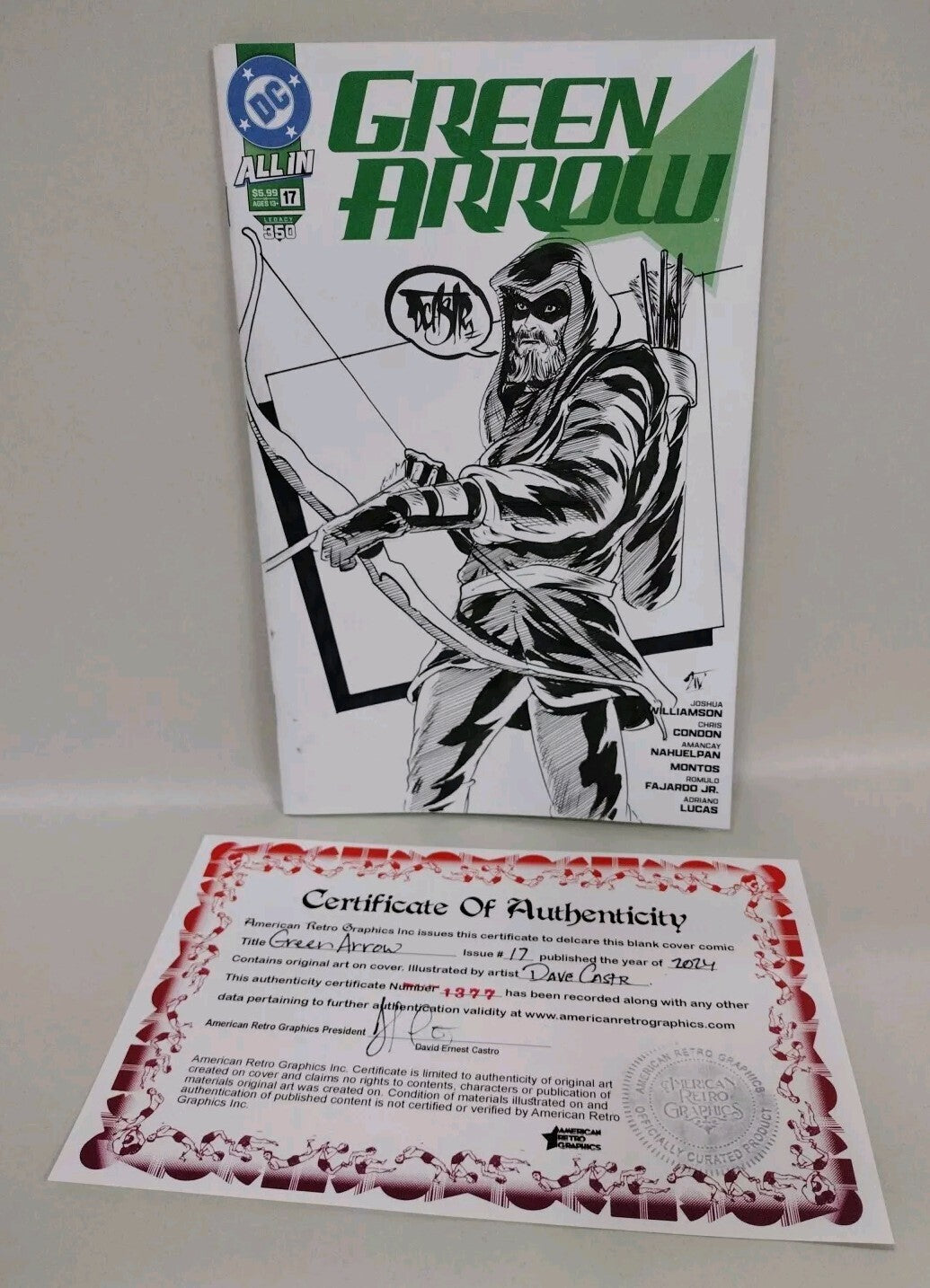 Green Arrow #17 (2024) DC Comic Sketch Variant Cover W Original Dave Castr Art