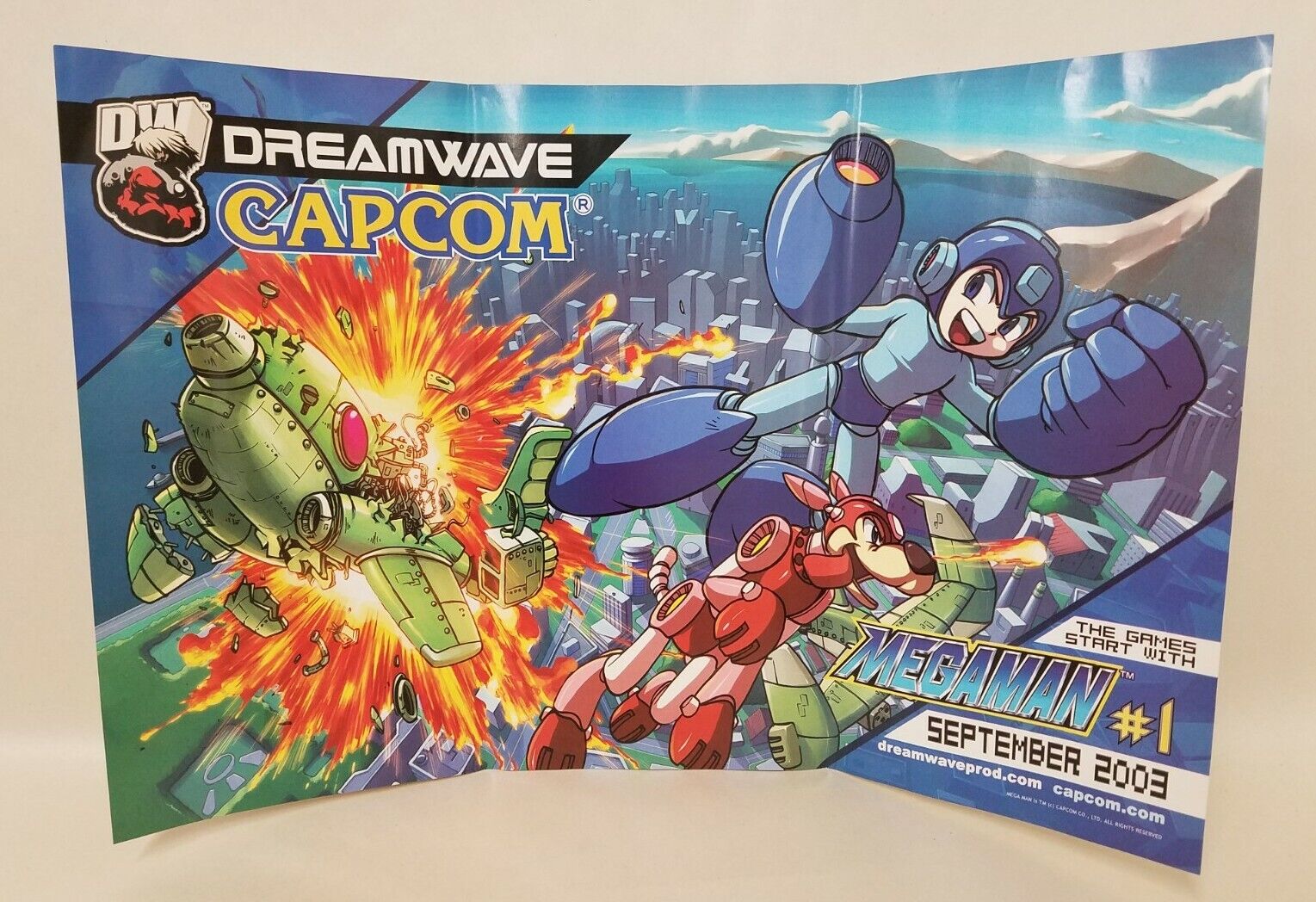 Megaman #1 (2003) Dreamwave Comic Promotional Capcom Poster Rare 11 X 17"