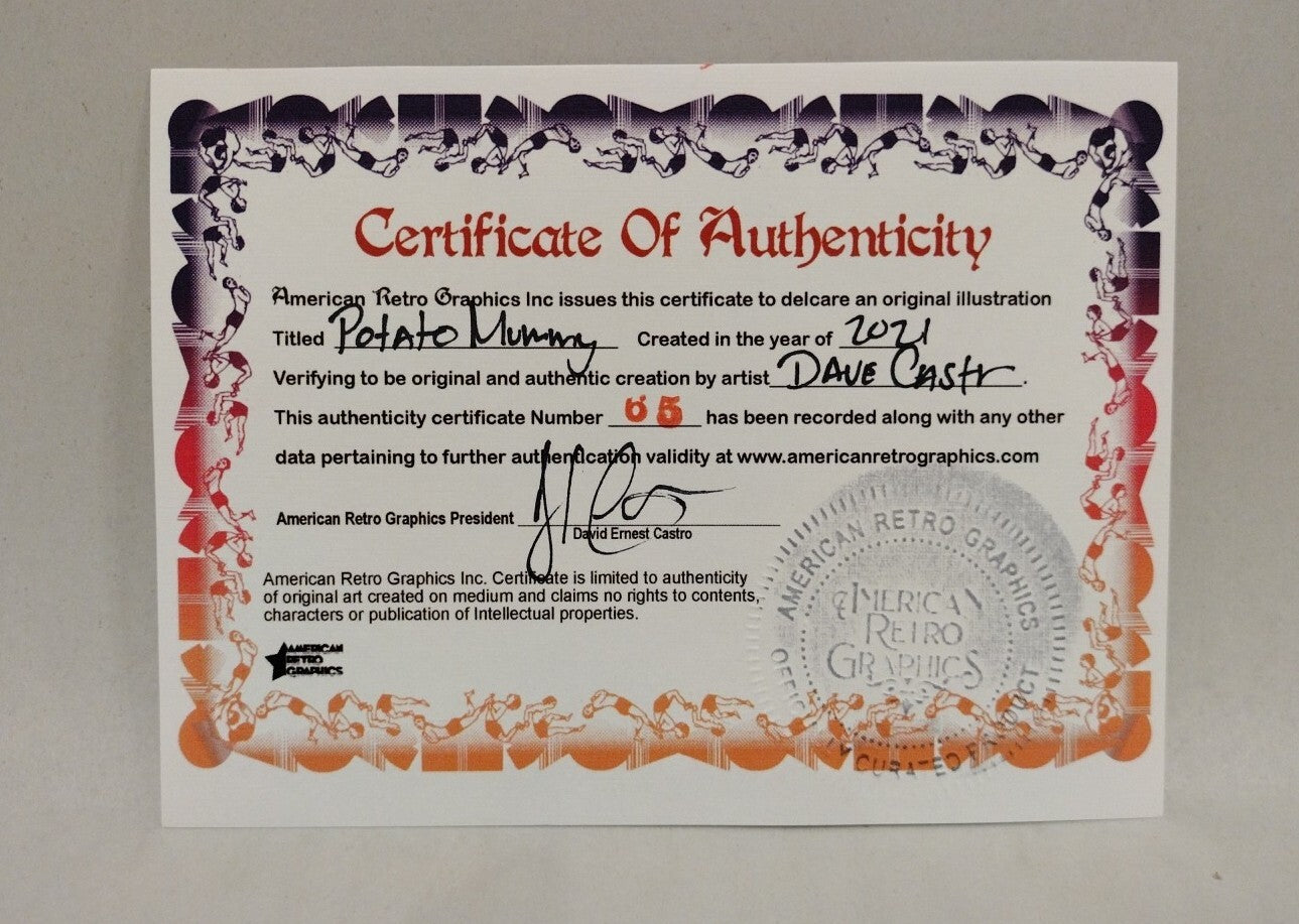 Potato Mummy 9 x 12" Original Dave Castr Ink Illustration Art W ARG COA #65