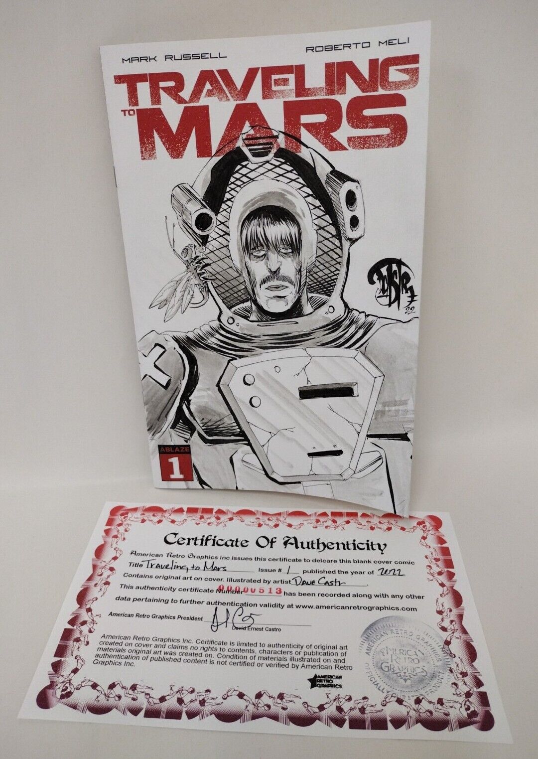 Traveling To Mars #1 Ablaze Comic Blank Cover w Original Dave Castr Art ARG