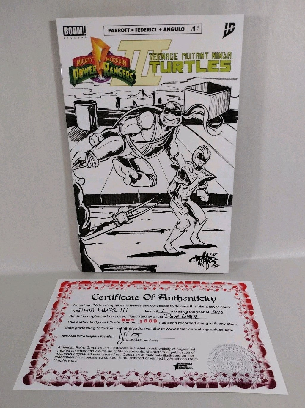 MMPR TMNT III 1 (2025) IDW BOOM Sketch Cover Variant Comic W Original DCastr Art