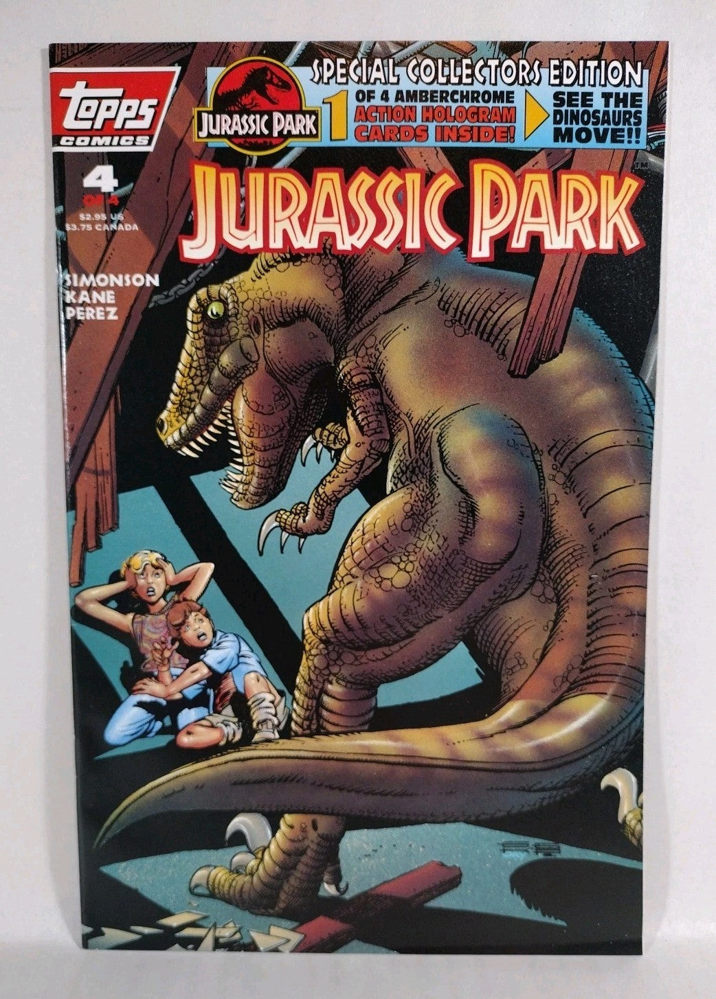 Jurassic Park (1993) Topps Comics Complete Movie Adaptation Set #1 2 3 4 W Cards