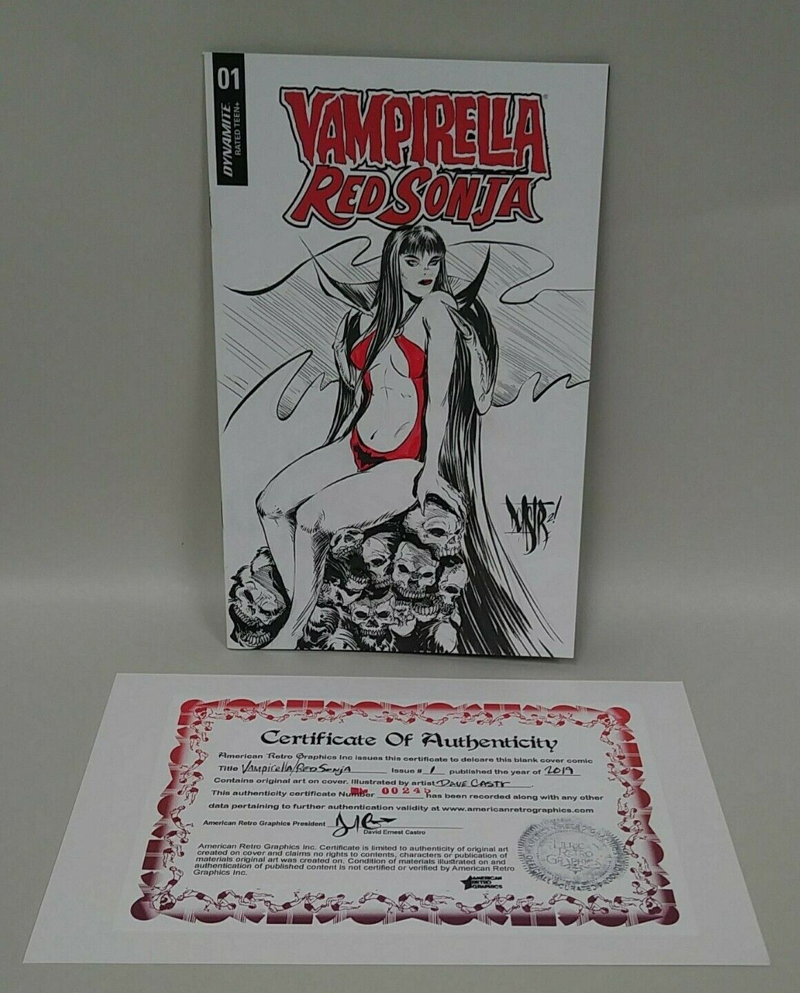 Vampirella Red Sonja 1 Blank Cover 2019 Variant Comic W Original Art ARG COA 245