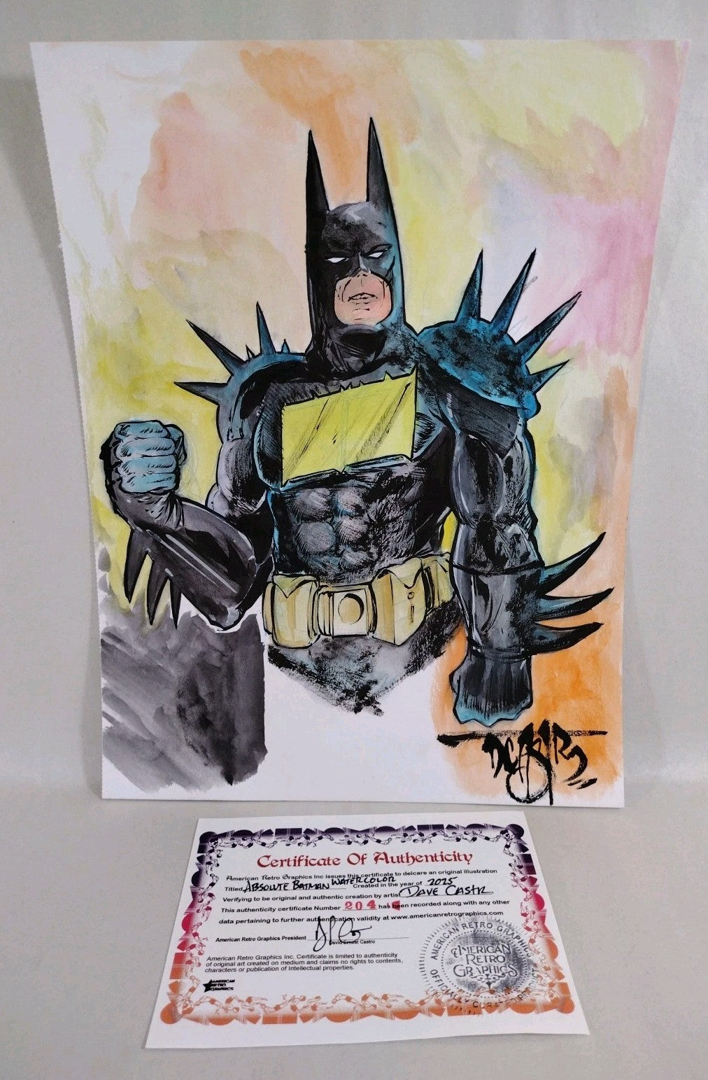 Absolute Batman (2025) Original 9 X 12" Dave Castr Watercolor Fan Art