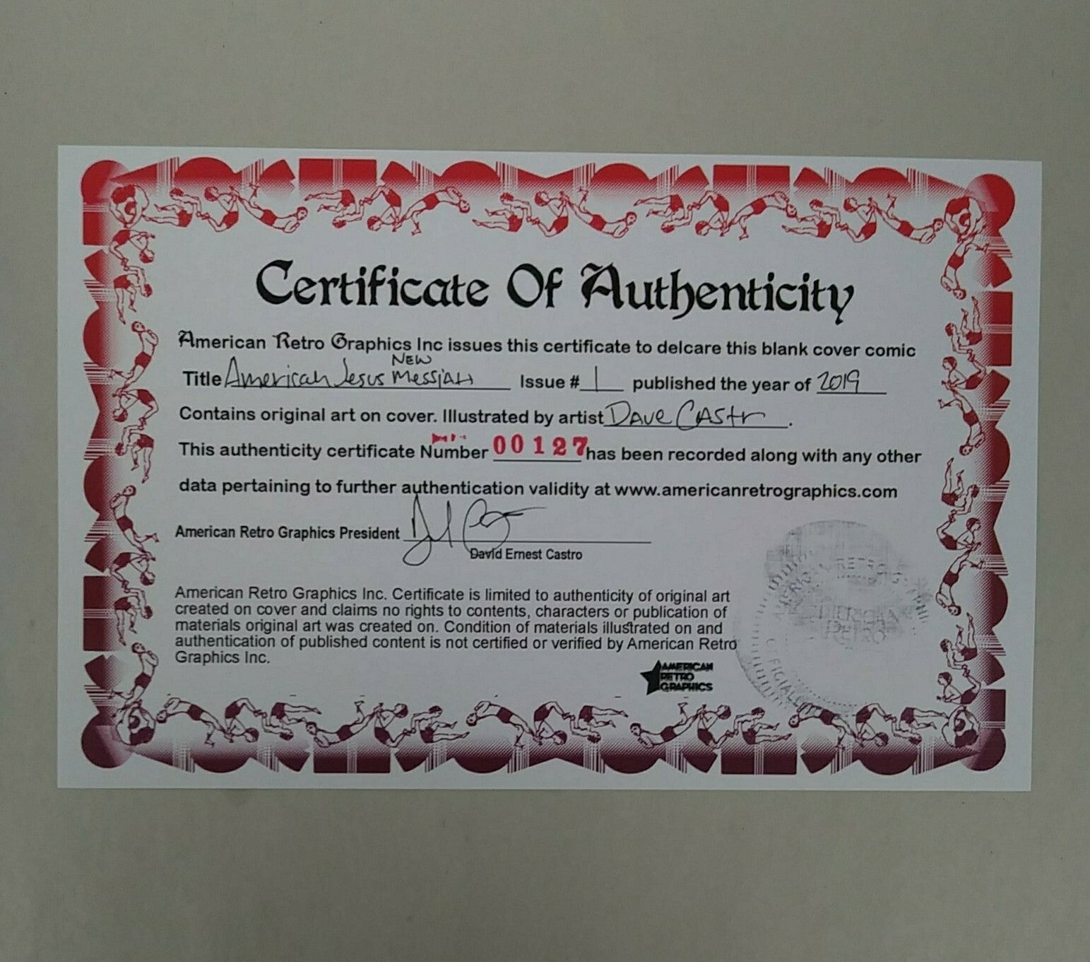 American Jesus #1 (2019) Image Sketch Cover Variant Comic W Original DCastr Art