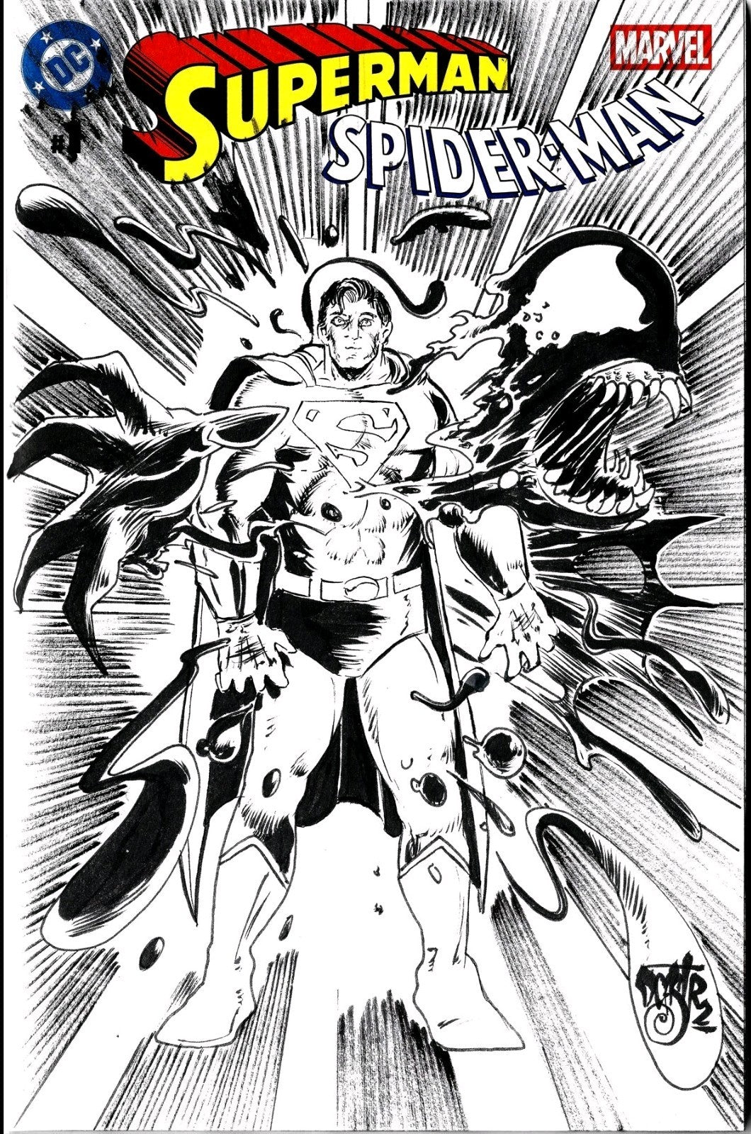 Superman Spiderman #1 (2026) DC Blank Sketch Cover Variant W Original DCastr Art