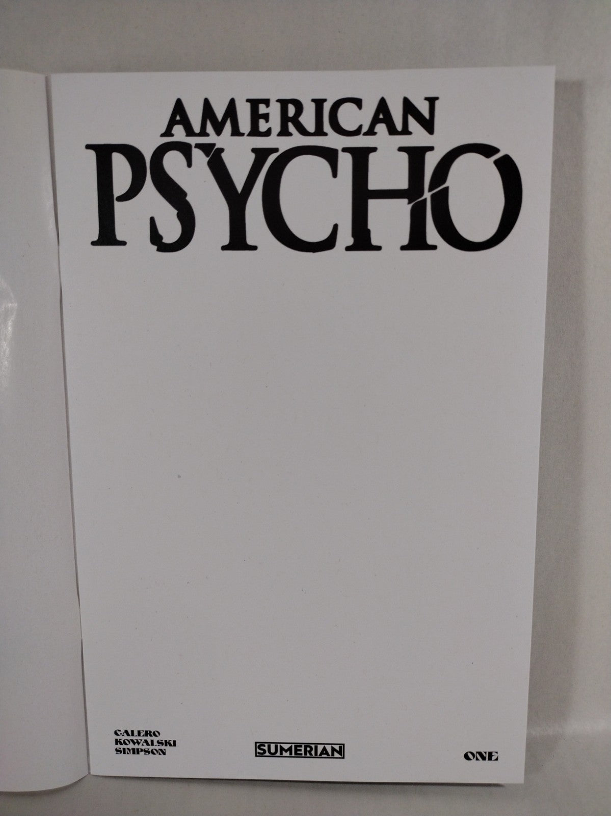 American Psycho #1 (2023) Sumerian Blank Sketch Cover Variant Comic New NM