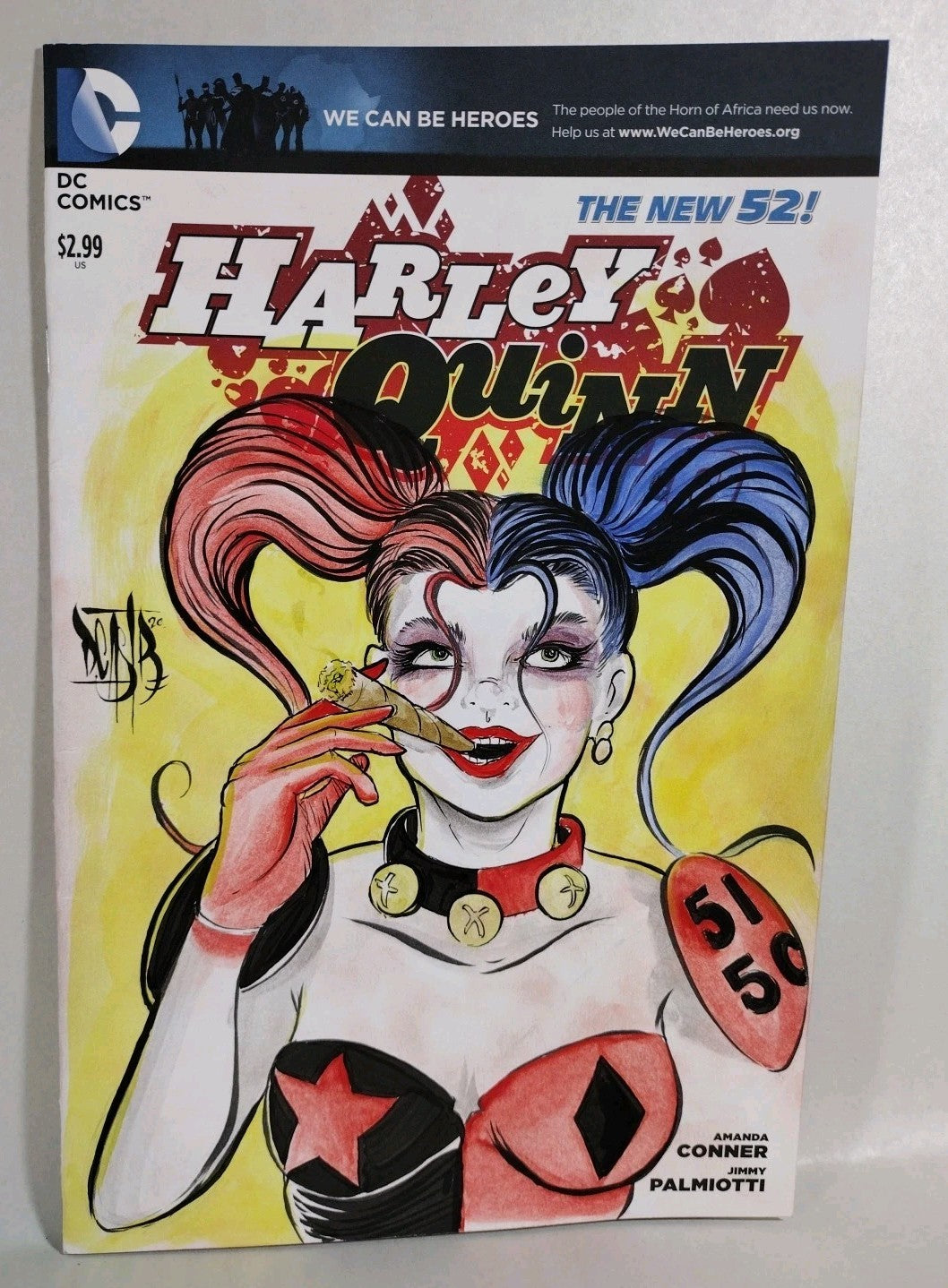Harley Quinn #0 (2014) DC Sketch Variant Cover Comic W Original Dave Castr Art