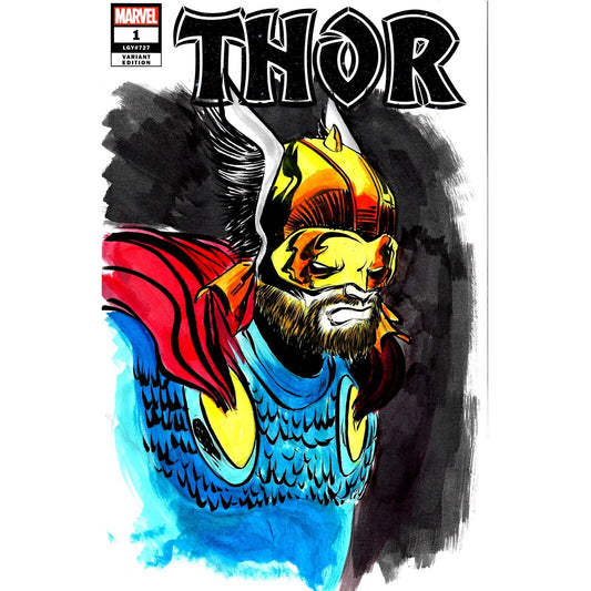 Thor #1 Blank Sketch Variant Cover Comic 2020 W Original Art Dave Castr