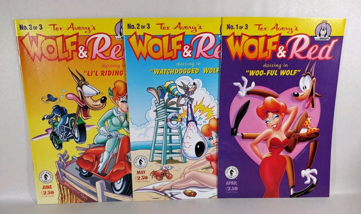 Tex Avery WOLF & RED (1995) Complete Dark Horse Comic Lot 1 2 3 Bill Morrison 
