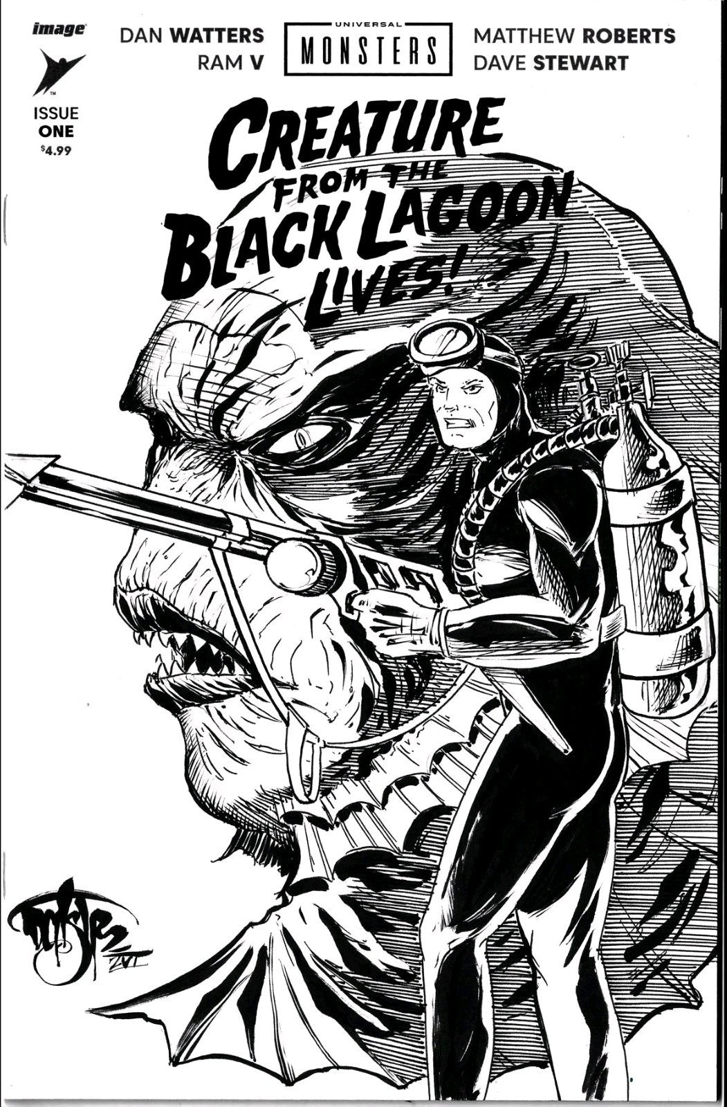 Creature From The Black Lagoon Lives #1 Sketch Cover Var W Original DCastr Art