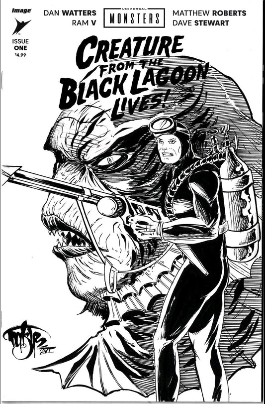 Creature From The Black Lagoon Lives #1 Sketch Cover Var W Original DCastr Art