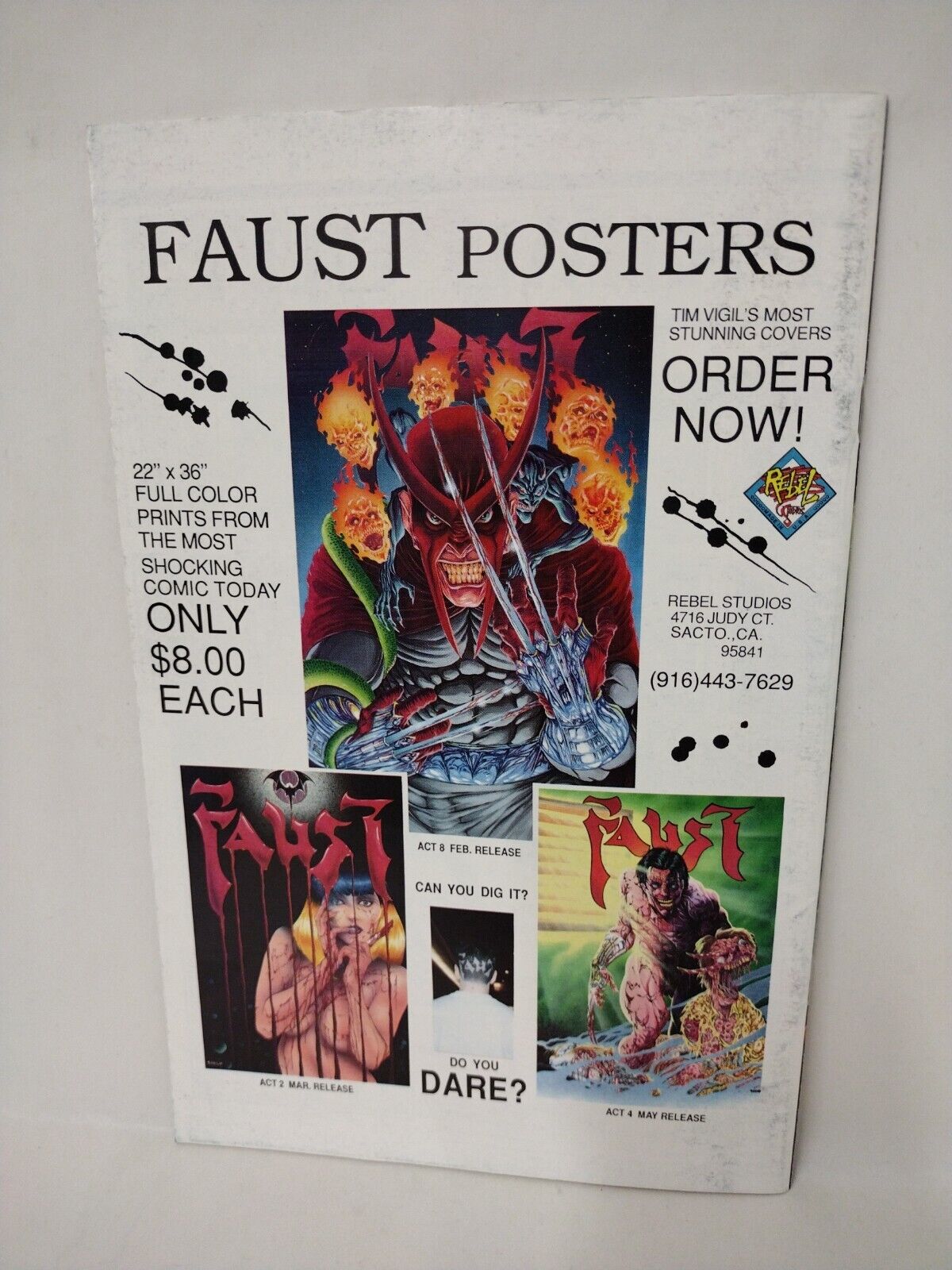 Faust Love Of The Damned Act 1 (1991) Rebel Studios First Print Tim Vigil