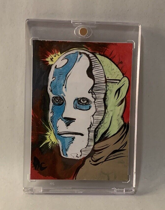 Dave Castr Original Sketch Card Original 1/1 Shiny Face Art W Holder