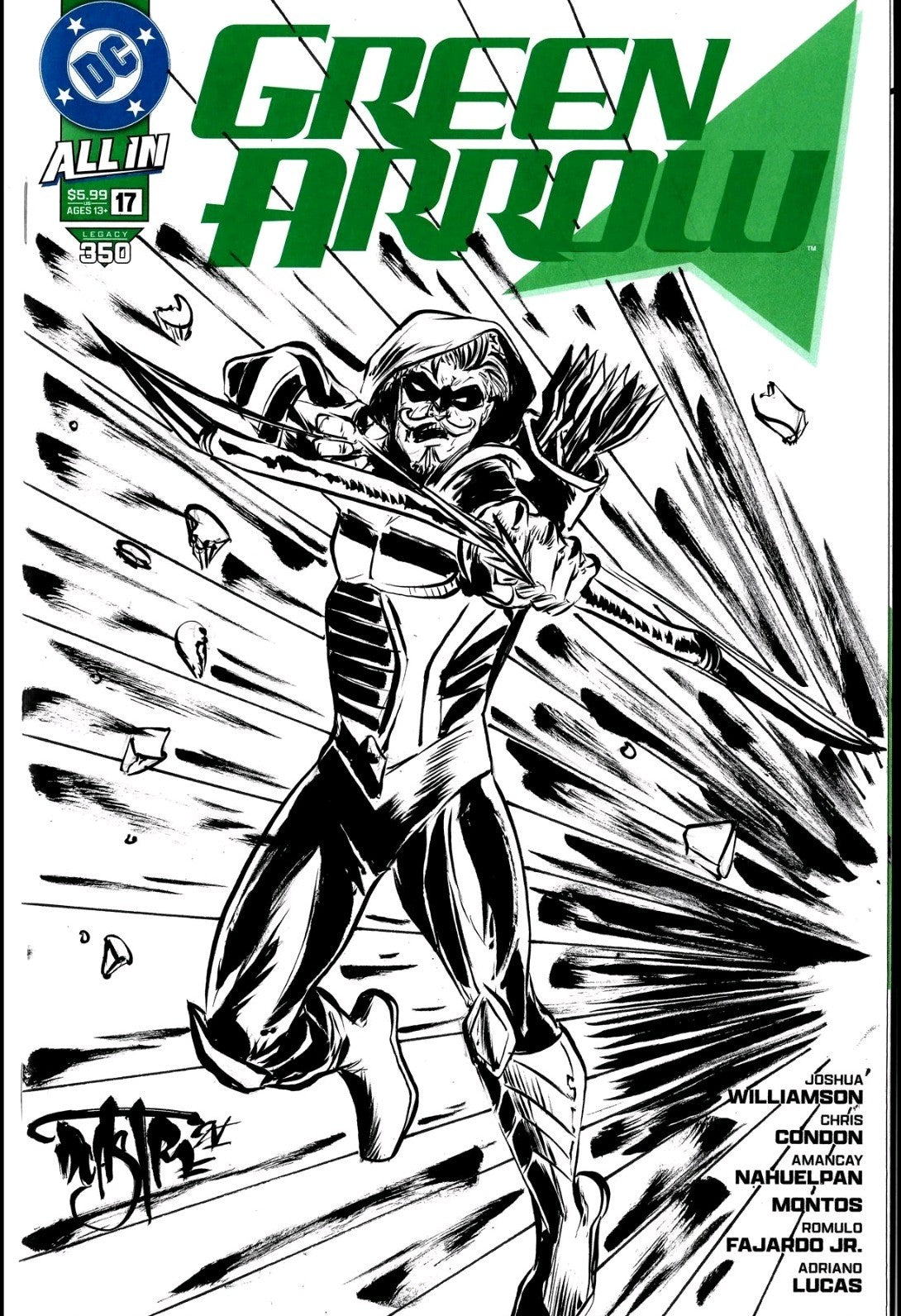 Green Arrow #17 (2024) DC Comic Sketch Variant Cover W Original Dave Castr Art