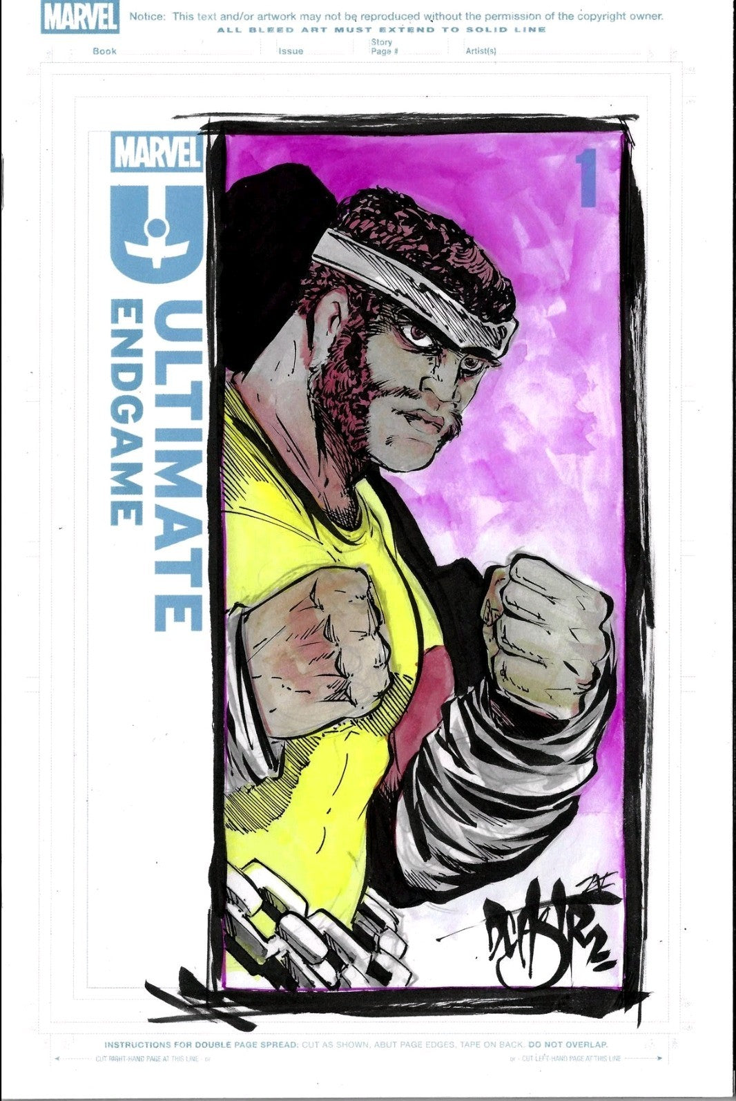Ultimate Endgame #1 (2025) Marvel Comic Sketch Cover W Original DCastr Cage Art