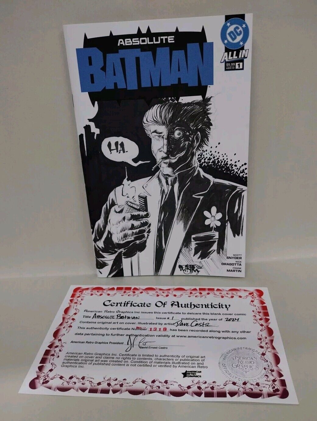 Absolute Batman 1 (2024) DC Comic Sketch Variant Cover W Original Dave Castr Art