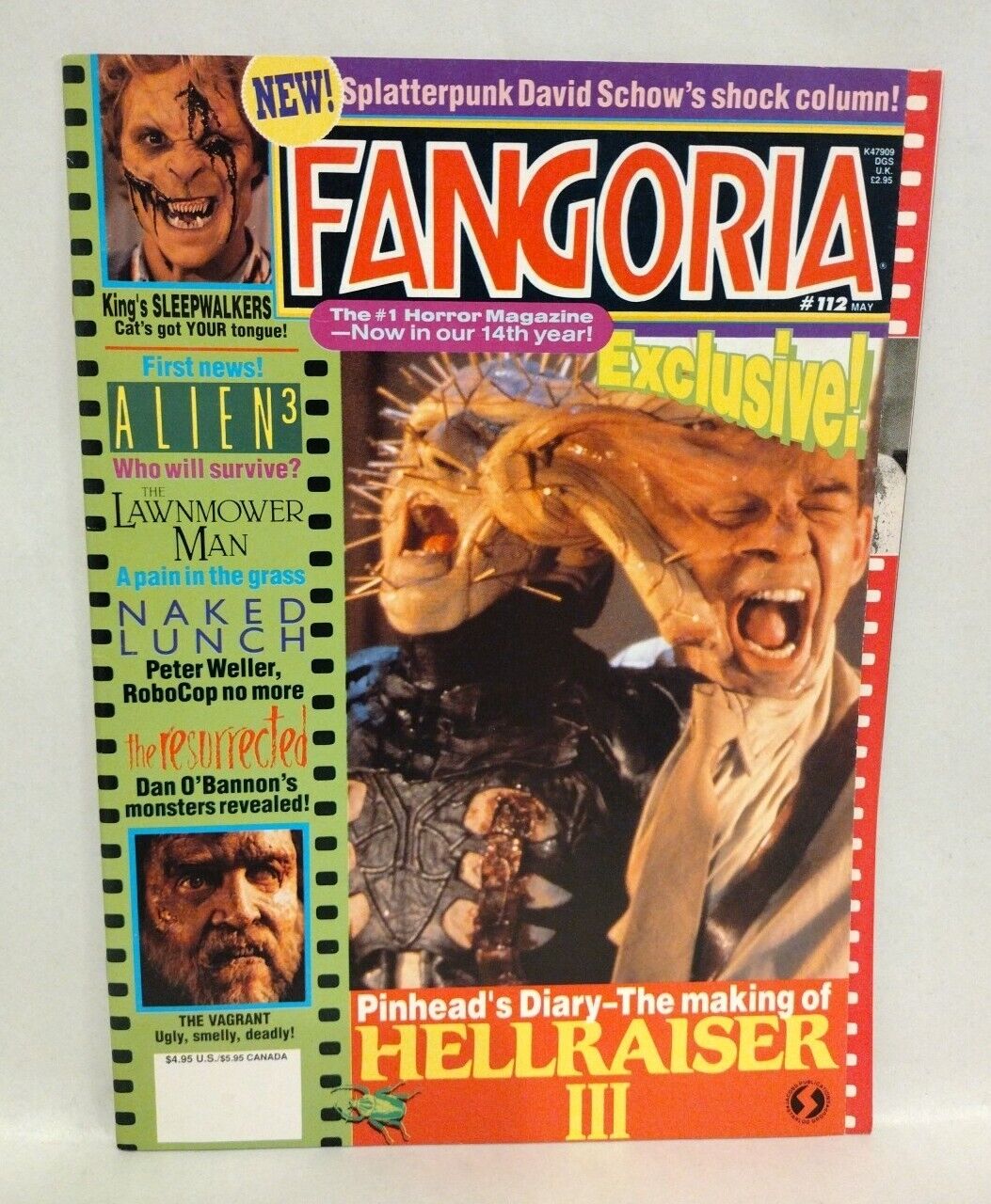 FANGORIA Magazine #112 (1992) Hellraiser III Naked Lunch Alien 3 Sleepwalkers 