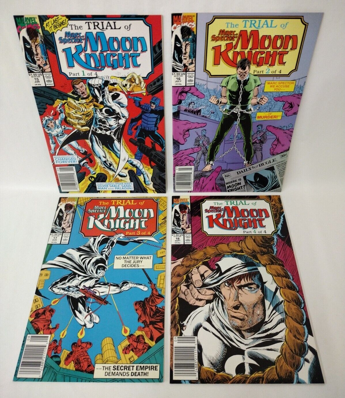 Marc Spector Complete Trial Of Moon Knight (1990) Marvel Comic Set #15 16 17 18