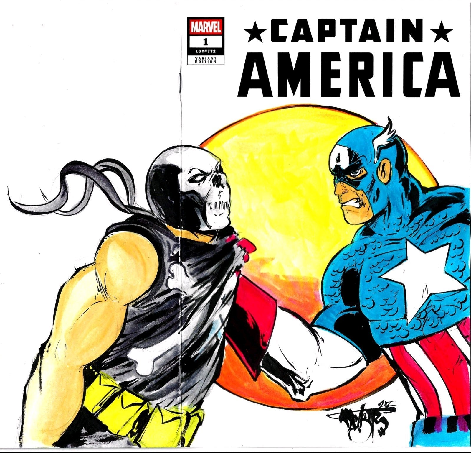 Captain America #1 (2025) Marvel Sketch Cover Comic W Original Dave Castr Art