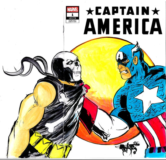 Captain America #1 (2025) Marvel Sketch Cover Comic W Original Dave Castr Art