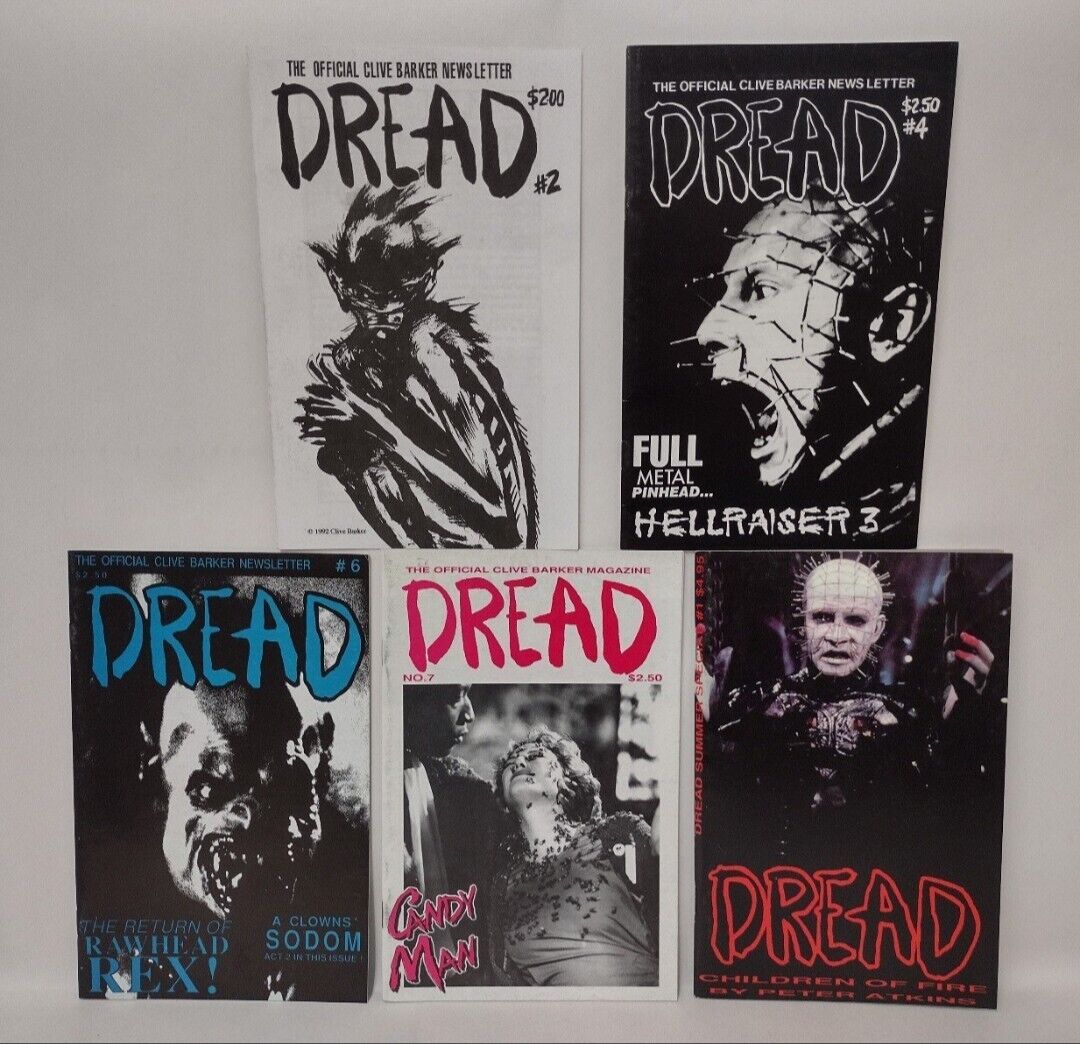 DREAD Official Clive Barker Newsletter Lot #2 4 6 7 Hellraiser Children Of Fire